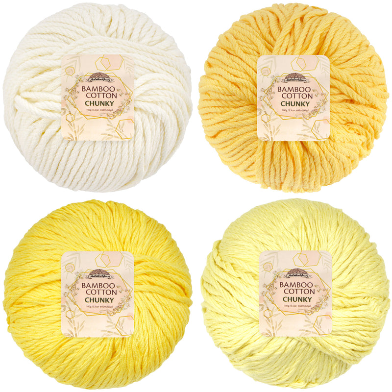 Bamboo Cotton Chunky Yarn: 4 Ball Packs