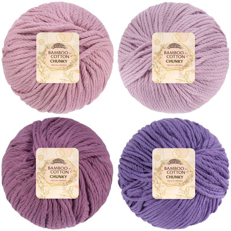 Bamboo Cotton Chunky Yarn: 4 Ball Packs