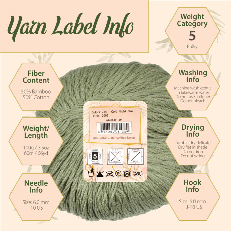 Bamboo Cotton Chunky Yarn: 4 Ball Packs