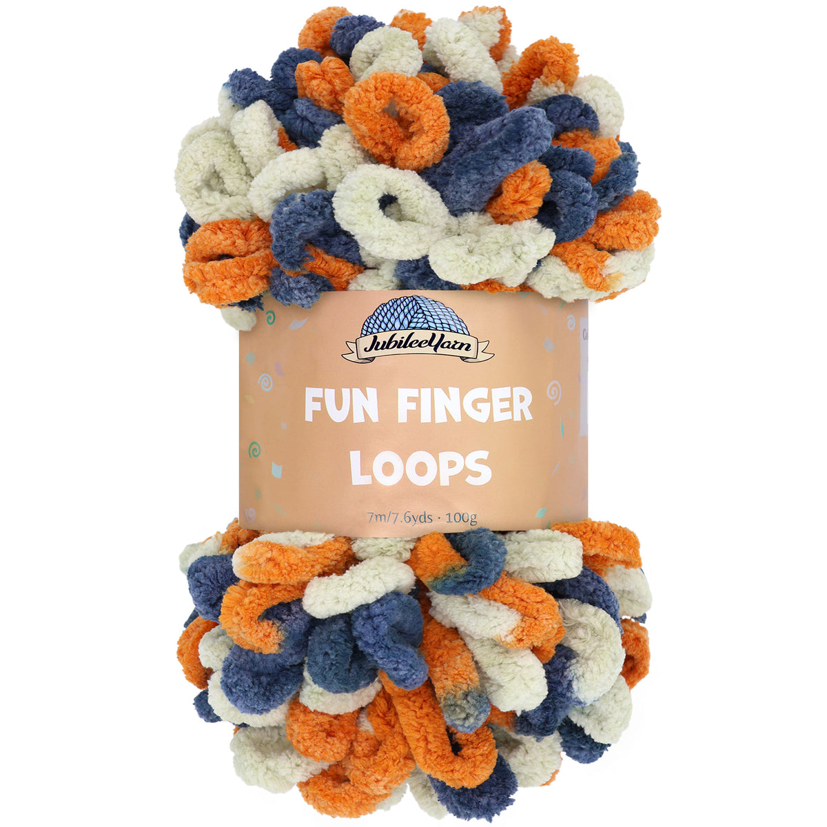 Filato Jumbo JubileeYarn Fun Finger Loops - 3 Matasse Argento Tan/Nero, 100% Poliestere, Lavorazione A Dita