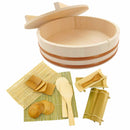 Sushi Oke Tub Lid Hangiri with Sushi Making Accessory Pack, 19 pieces set