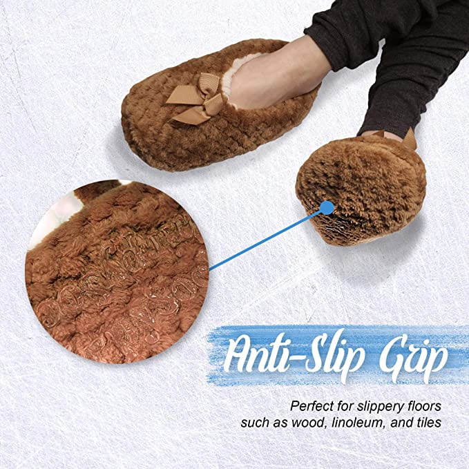 Brown fuzzy slippers