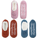 Adult Women's Fuzzy Non-Slip Fancy Yarn Slippers Socks, 3 Pairs