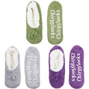 Adult Women's Fuzzy Non-Slip Fancy Yarn Slippers Socks, 3 Pairs