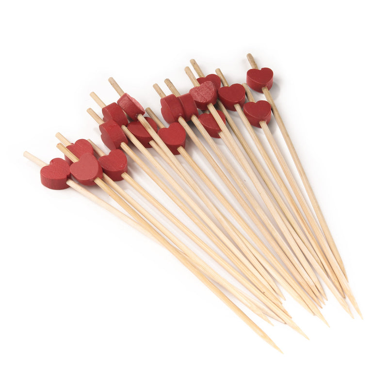 bamboo heart valentine picks red pack