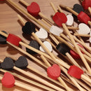 bamboo heart valentine picks black white red