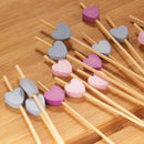 bamboo heart valentine picks blue pink purple