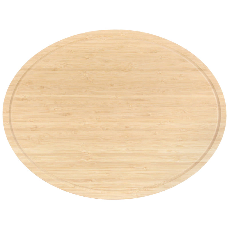 bamboo grooved oval cutting and serving board front 