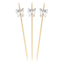 3.9" Decorative Acrylic Butterfly End Bamboo Cocktail Picks