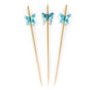 3.9" Decorative Acrylic Butterfly End Bamboo Cocktail Picks