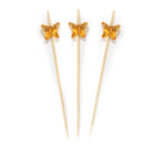 3.9" Decorative Acrylic Butterfly End Bamboo Cocktail Picks