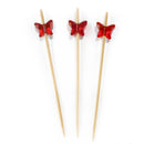 3.9" Decorative Acrylic Butterfly End Bamboo Cocktail Picks
