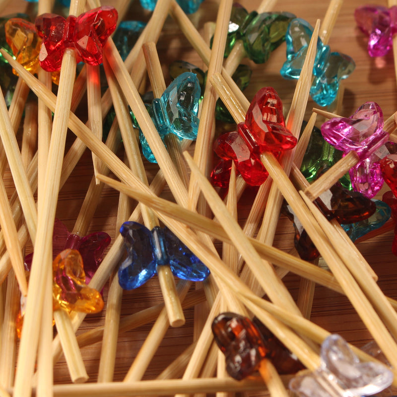 acrylic butterfly theme picks skewers assorted Colours