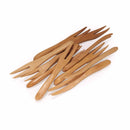 Mini Bamboo Fork - Solid Bamboo Appetizer Party Cocktail Pick - Carbonized Brown - 3.7"