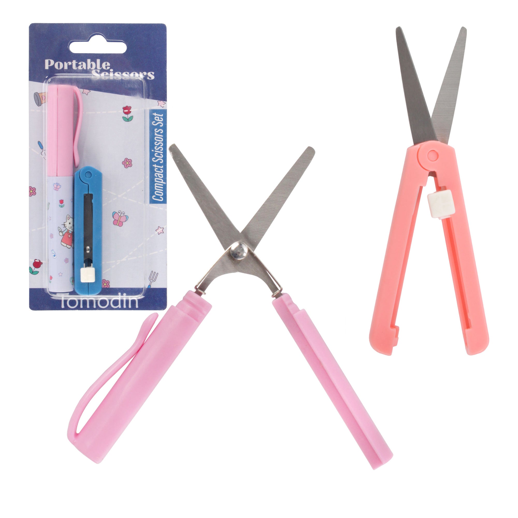 Compact scissor set, travel size, mini scissors that fold