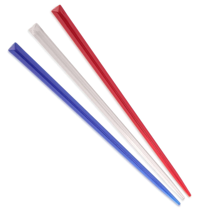 3.5" red blue clear prism plastic skewer picks on white