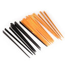 each package contains orange and black Coloured plastic prism food picks