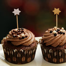 holiday 6 point star bamboo picks silver gold dessert