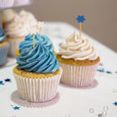 holiday 6 point star bamboo picks blue white dessert