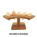 wooden cones in half circle display