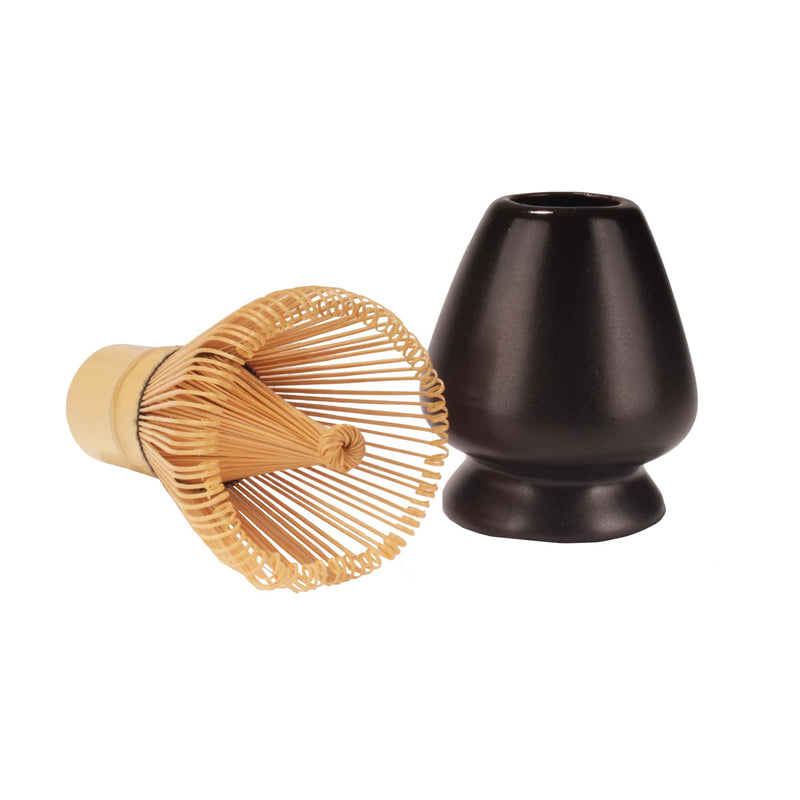 matcha tea whisk and black holder rest
