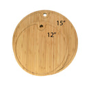bamboo round cutting board 12 and 15 inch side by side view
