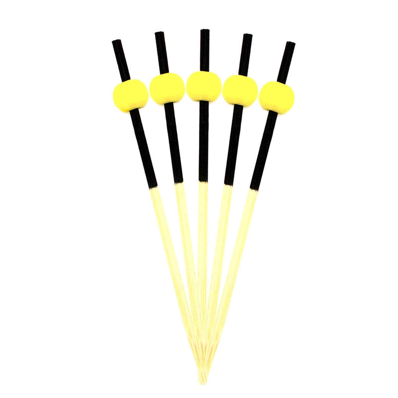 small bamboo ball picks yellow tops