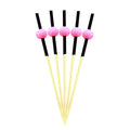 small bamboo ball picks pink tops