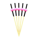 small bamboo ball picks pink tops
