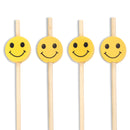 smiley face yellow smile bamboo picks tops