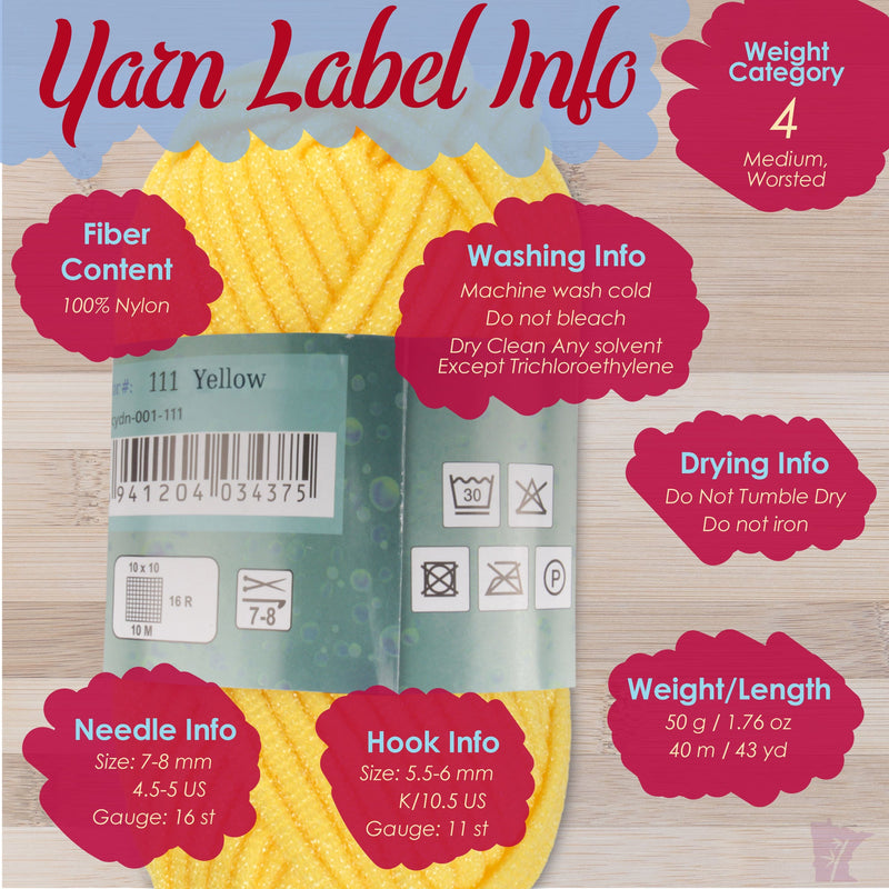 JubileeYarn's Brand New Spongy Dish Yarn - 4 Skeins - 50g/Skein yarn information
