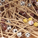 sports game assorted picks skewers closeup