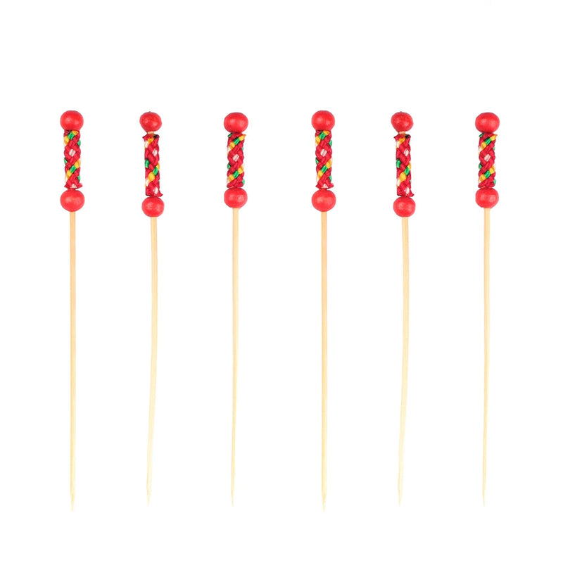string braided patterned cloth picks full red
