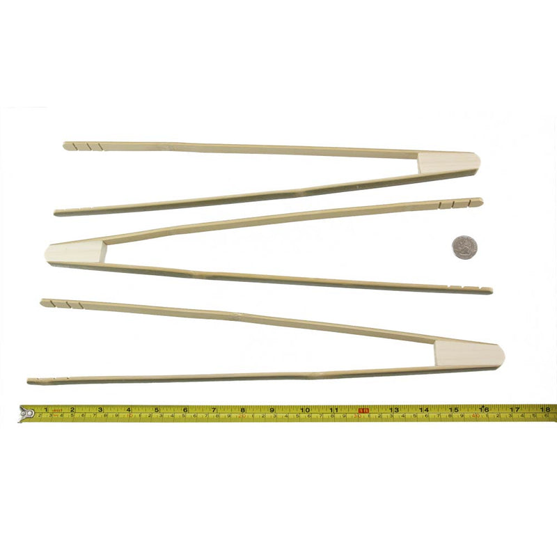 17" Large Reusable Bamboo Straight Arm "A" Tongs
