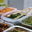 Bamboo Disposable U Tongs lifestyle picture with meat and cheese