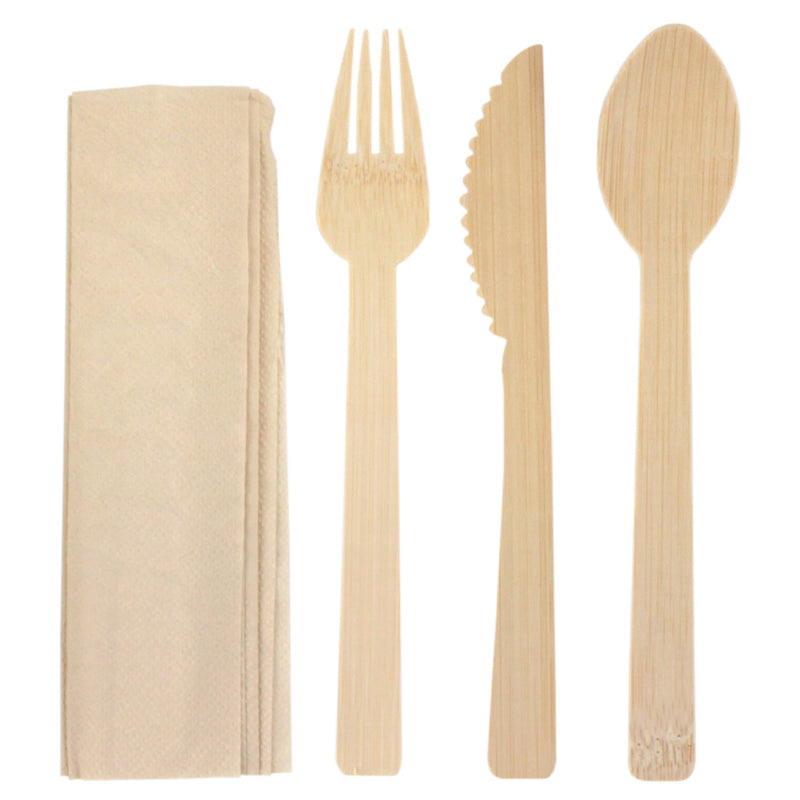Natural Dinner Party Bamboo Veneer Utensil 4pc